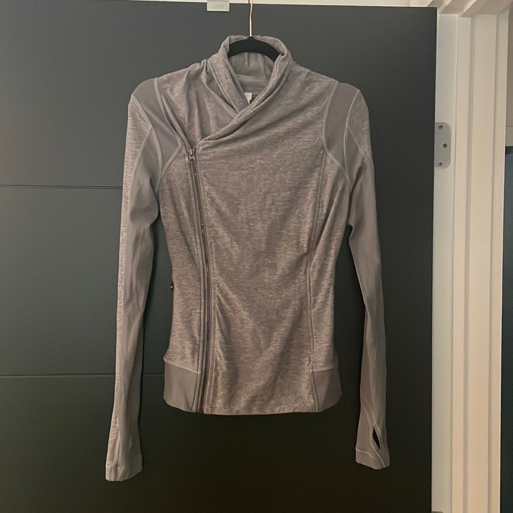 Like new Gray Lululemon Hoodie sz 4 with offset zipper